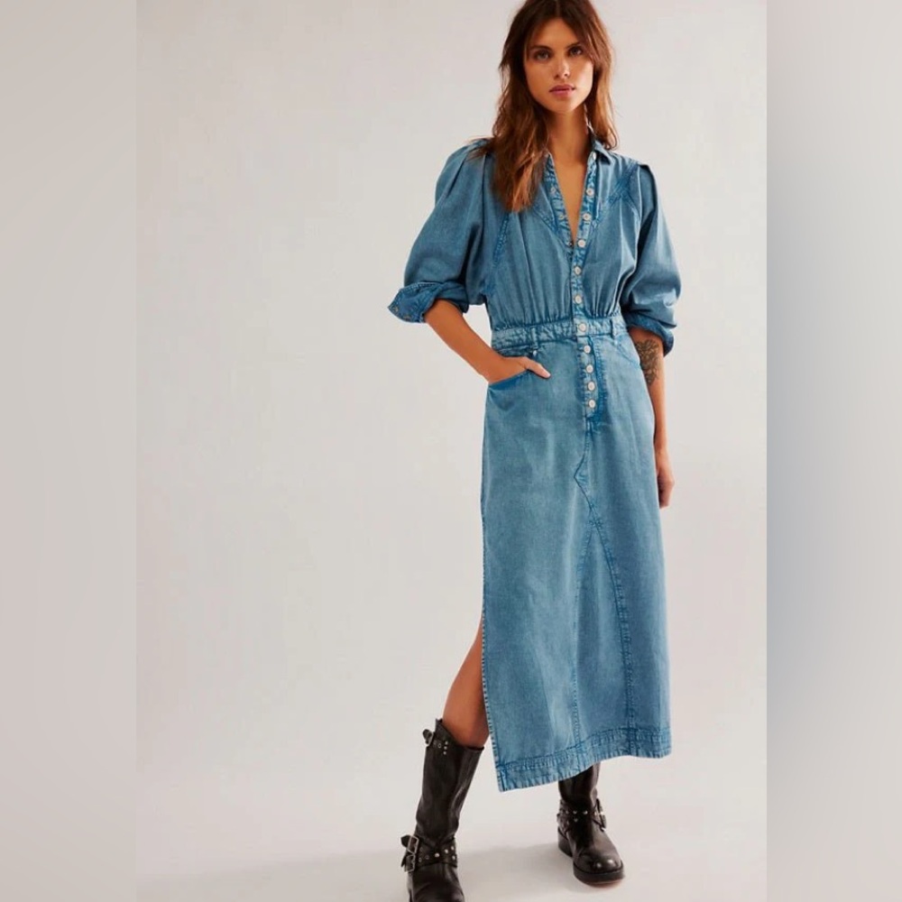 FREE PEOPLE Mad Love Denim Dress M